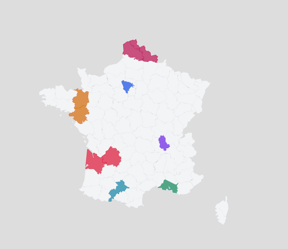 Carte de couverture France, vos agents par territoire, zones blanches à prospecter